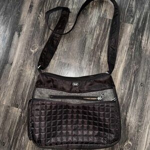 Stylish brown Lug Aerial Satchel Quilted Crossbody Bag